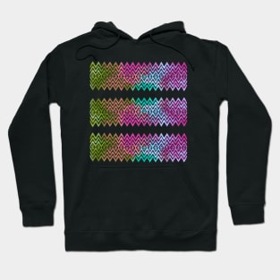 Colourful Green and Pink Zigzag Silhouette Digital Art Hoodie